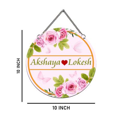 Personalized Couple Name Plate Decorative Rose Art for Bedroom & Living Room & Home Entrance  Couple Door Name Plate Gift For Birthday & Anniversary